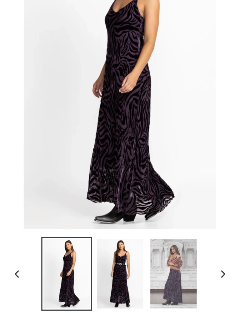 Johnny Was Purple Zebra-Print Velvet Slip Maxi Dress